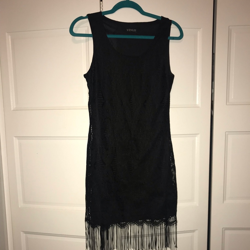 Black Fringe Flapper Dress